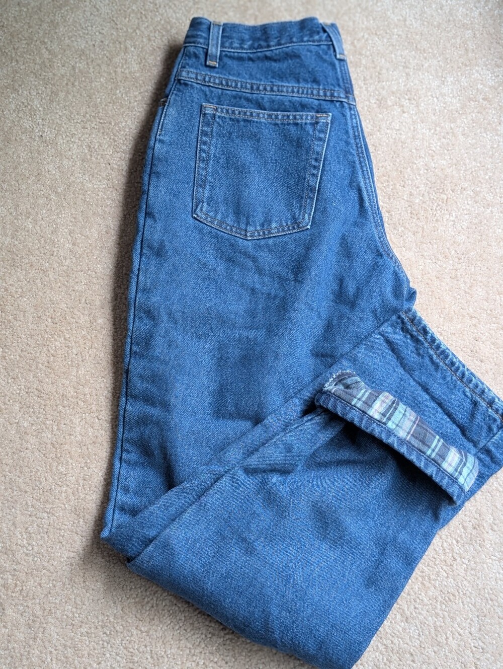 L.L.Bean Original Fit/Relaxed Plaid-Lined Jeans - Women's Size 6